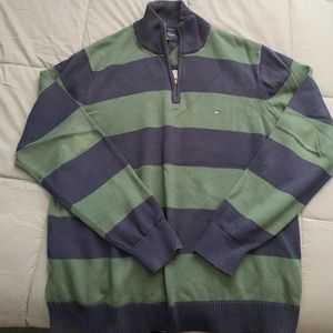 XL Tommy Hilfiger Green and Navy Quarter Zip